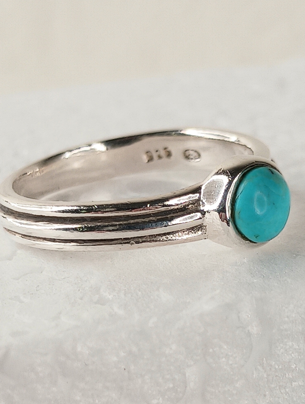 Ring Vintage Sz 7 925 Turquoise Maker's Hallmark Native American Southwest